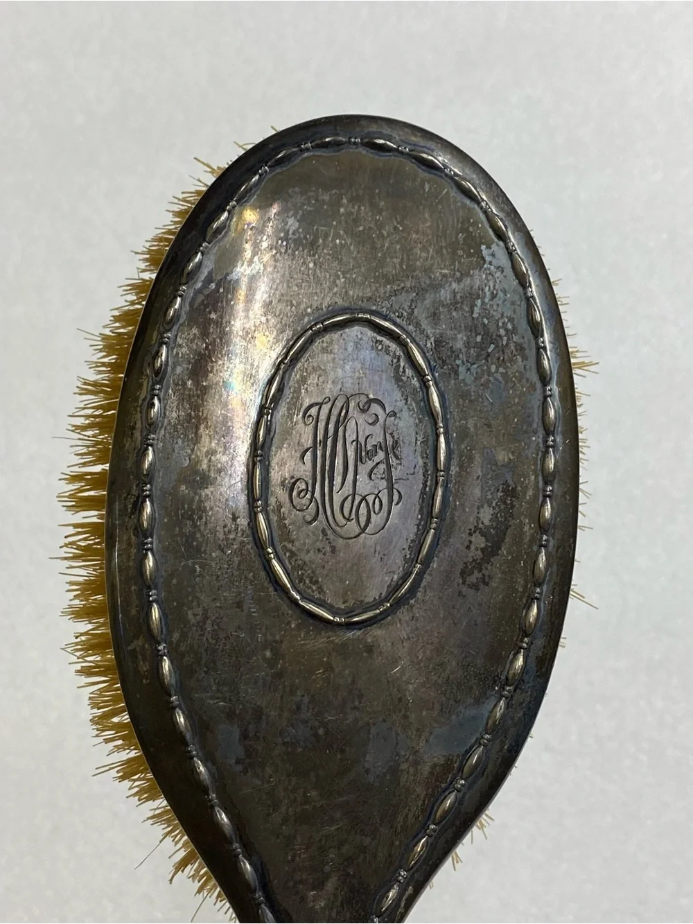 Antique TIFFANY & Co Sterling Silver Hair Brush 19th Century Monogram: HCF VON